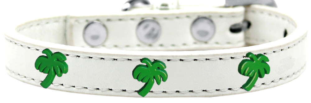 Green Palm Tree Widget Dog Collar White Size 10